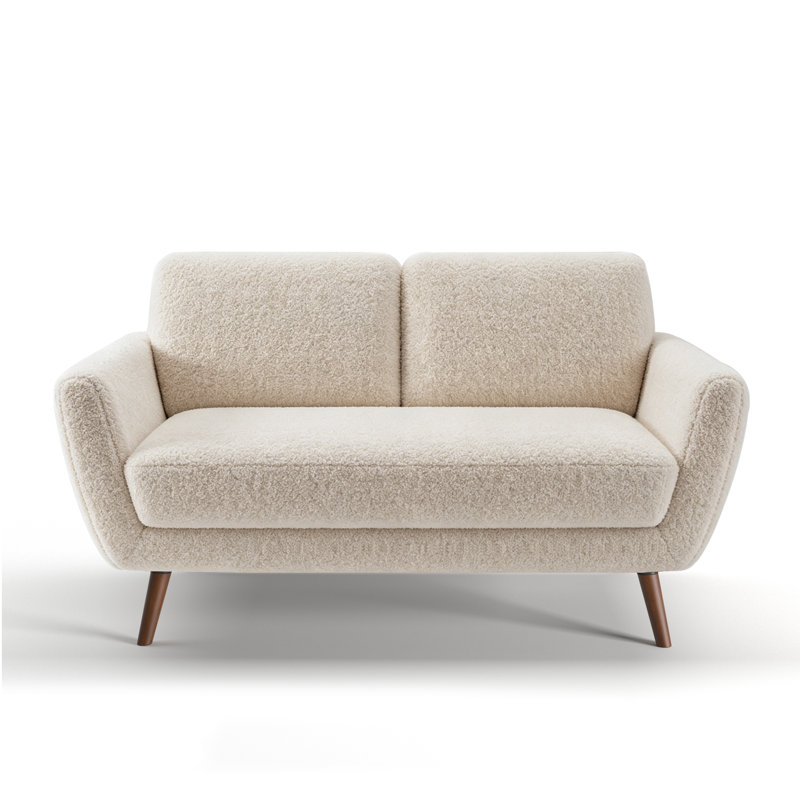 Carolos 58" Round Arms Loveseat, Boucle Ivory