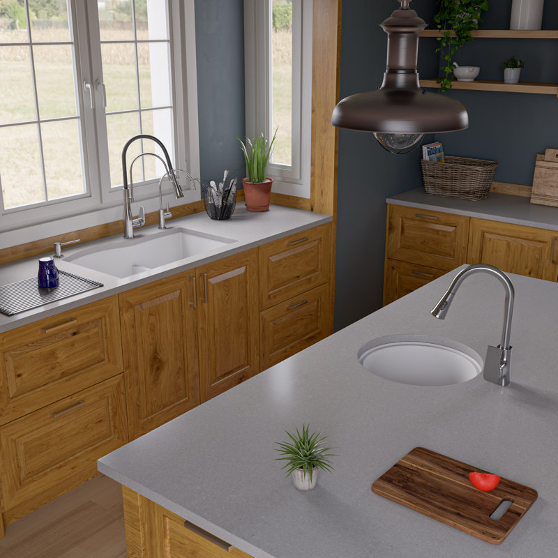 33'' L Double Bowl Granite Kitchen Sink, White