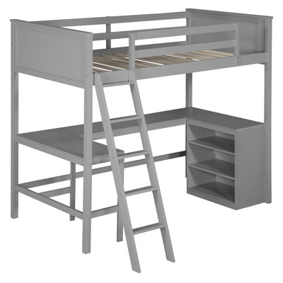 Lit mezzanine avec tiroirs de rangement, bureau et tablettes River