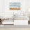 Cadre de lit simple moderne pour tête et pied de lit blanc brillant avec couchette en chêne clair