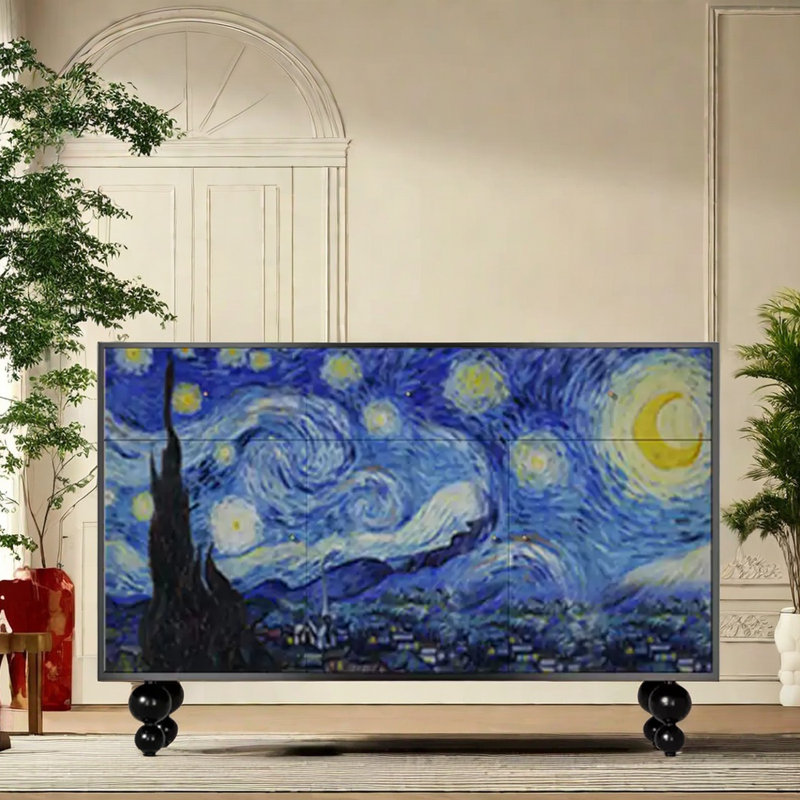 Buffet peint Painted, Noir / Bleu