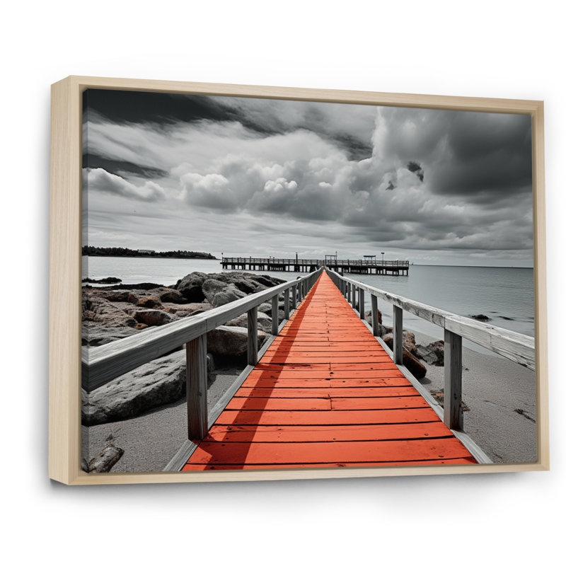 Hisa Beach Pier Point de vue noir I, Cadre naturel flottant, H 16 po x l 32 po x P 1 po
