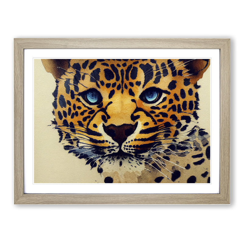 Leopard Vol.1 - Single Picture Frame Painting, 25cm H x 34cm W x 2cm D, Oak