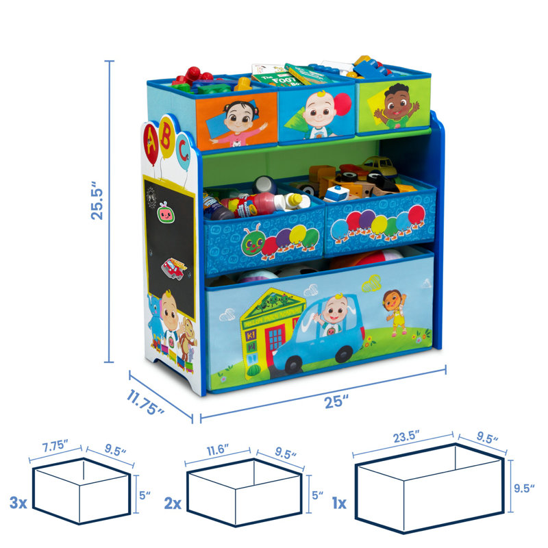 CoComelon Blue Wooden 6-Bin Toy Storage Organizer