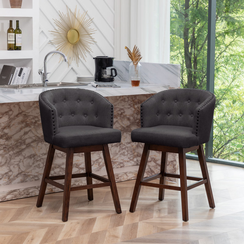 Tabouret de bar Arlisa, Gris foncé, Tabouret de comptoir (siège d'une hauteur de 26 p