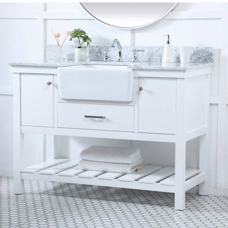 Meuble-lavabo simple 48 po avec dosseret Pelaghia, Blanc