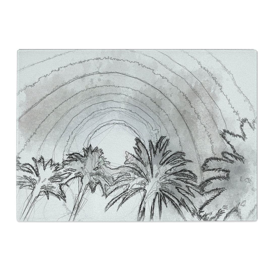 Tempered Glass Palm Trees in the Evening Chopping Board
