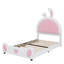 Lit plateforme simple avec structure rembourrée et tête de lit en forme de lapin-114346464