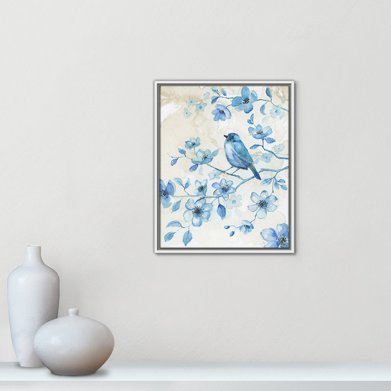«Bluebird Happiness II» par Nan, H 21,5 po x l 17,5 po x P 2 po, Blanc
