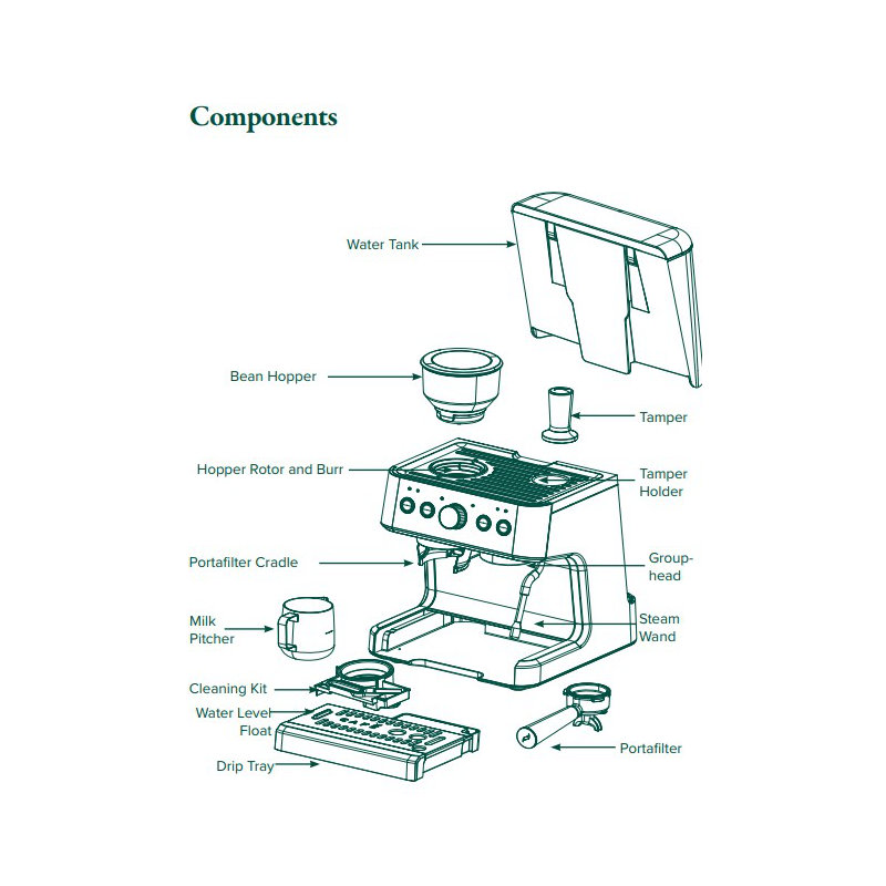 Café Bellissimo Semi-Automatic Espresso Machine, Matte White
