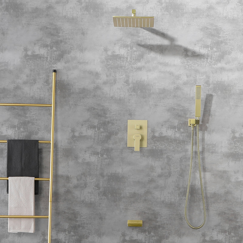 All-In-One Kit with Rough in-Valve, Brushed Gold