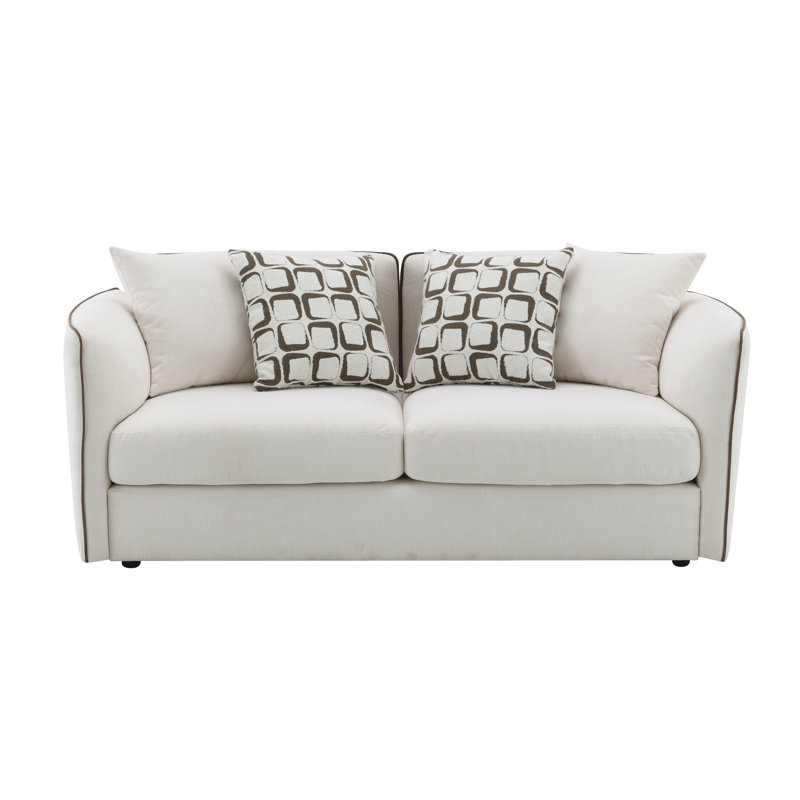 Causeuse en chenille beige avec 4 coussins