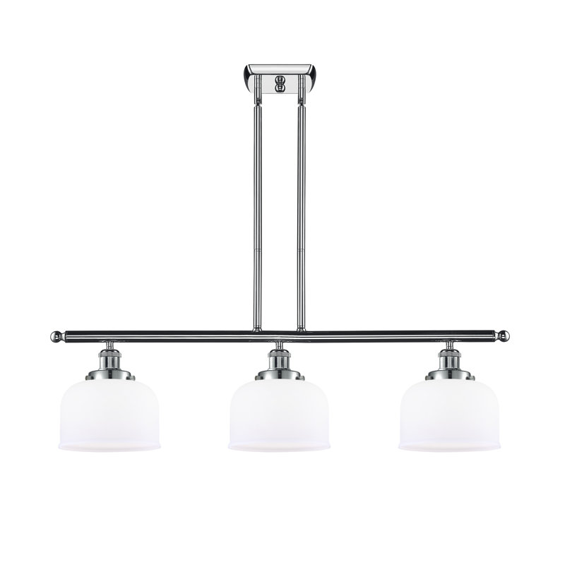 Luminaire suspendu linéaire à 3 lumières HamLake, Ampoule non incluse, Chrome poli, Blanc mat