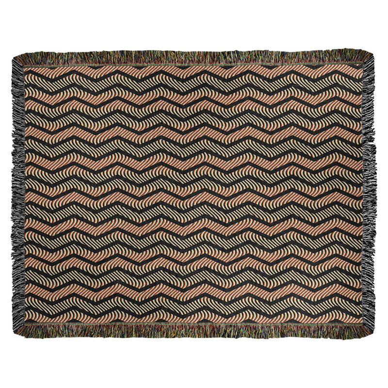 Couverture en coton tissé Rhonda Cheval, l 60 po x L 50 po, Noir / orange