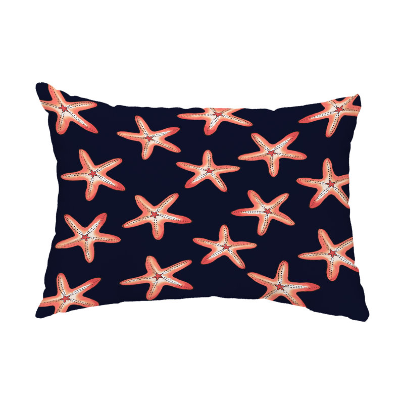 Geometric Outdoor Reversible Throw Pillow, Navy/Orange