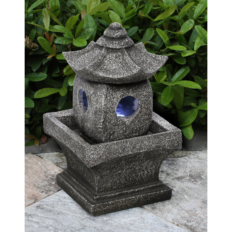 Resin Pagoda Fountain with LED Lights