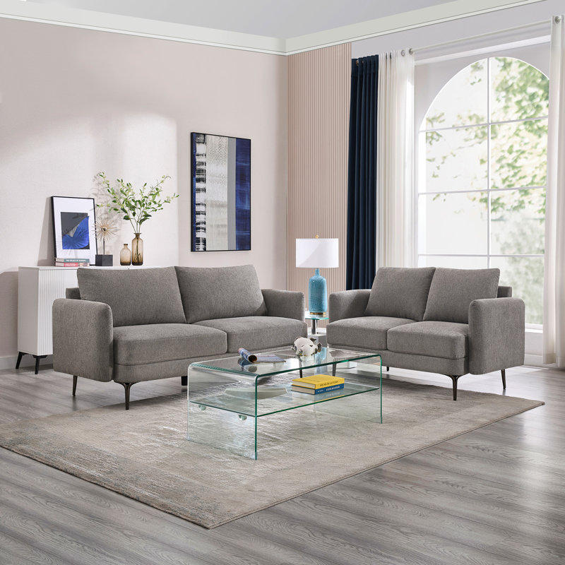 Sofia 2+3 Seater Fabric Sofa Set, Mocha