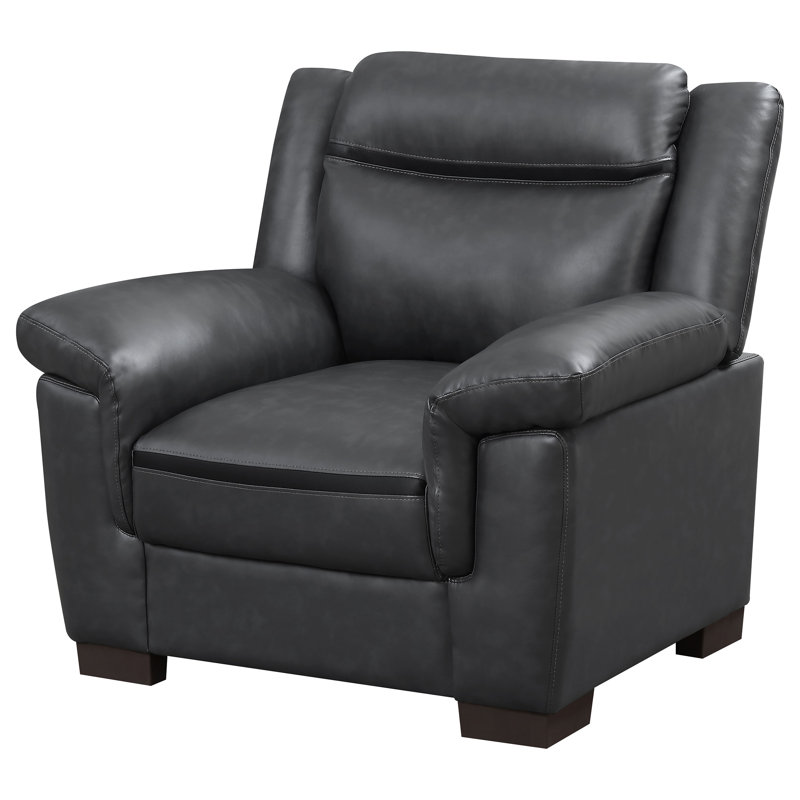 Fauteuil d'appoint rembourré rembourré Krista - gris, Similicuir gris