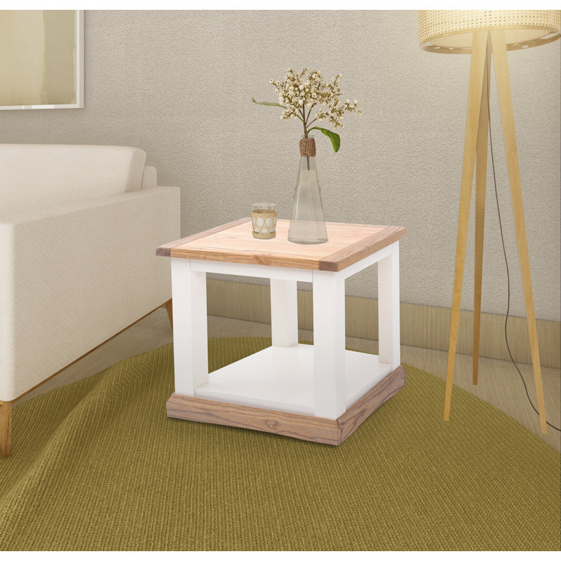 Dash End Table, White/Light Wood