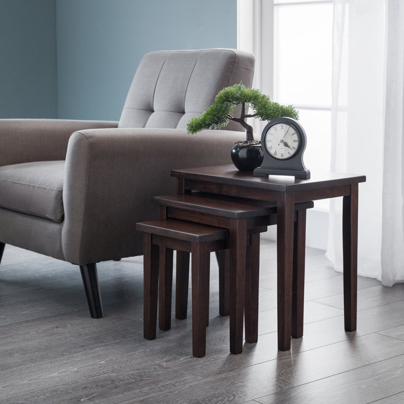 Elvina Solid Wood Nesting Tables, Mahogany