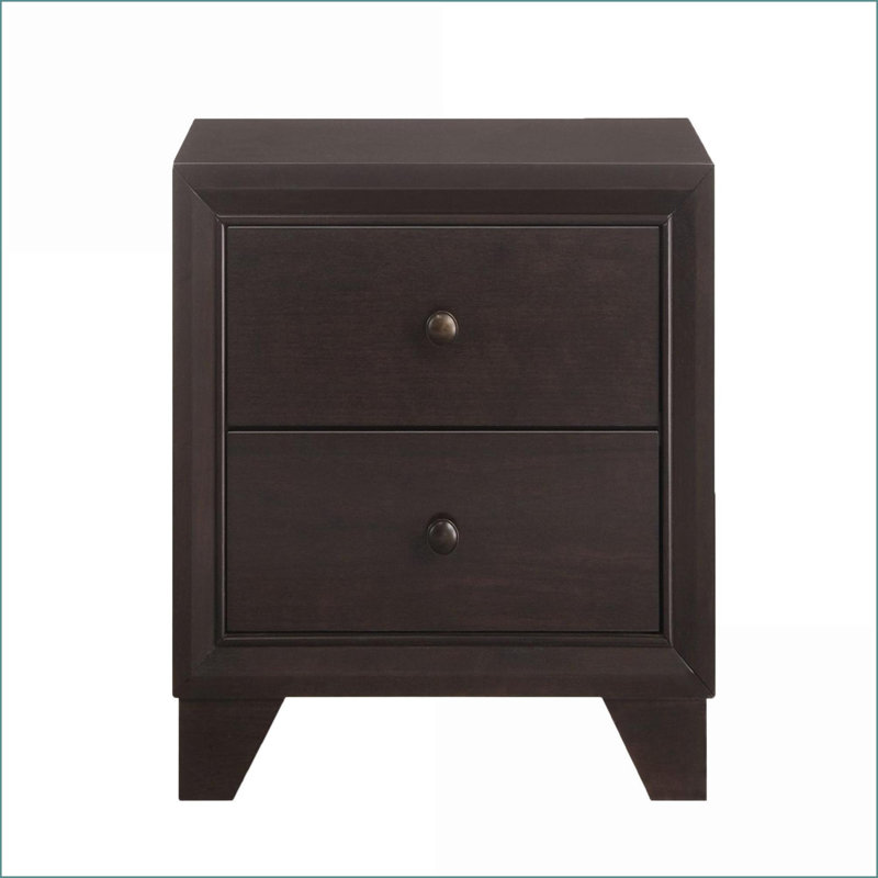 Espresso 2-Drawer Nightstand for Bedroom Storage