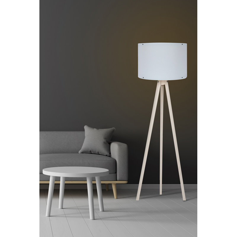 Modern Floor Lamp with MDF Body & Polypropylene Cap, 57.1 in Height | Cap Diameter: 15 in, Max Cable Length: 78.7 in | E27 Socket (Max 60W) | Elegant White & Cream Design, On/Off Switch for Convenience, CE Certified