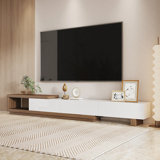 Tymeo 100.4'' W Modern TV Stand Retracted & Extendable 3-Drawer Media Console Walnut