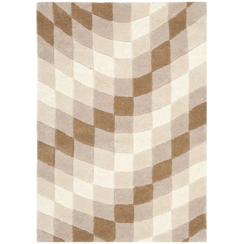 Amini Hand Tufted Wool & Viscose Pile Geometric Rug, Rectangle 3'6" x 5'6"