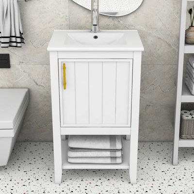 Ovid Bathroom Vanity Cabinet with Sink, Soft Closing Door, Rack and Shelf