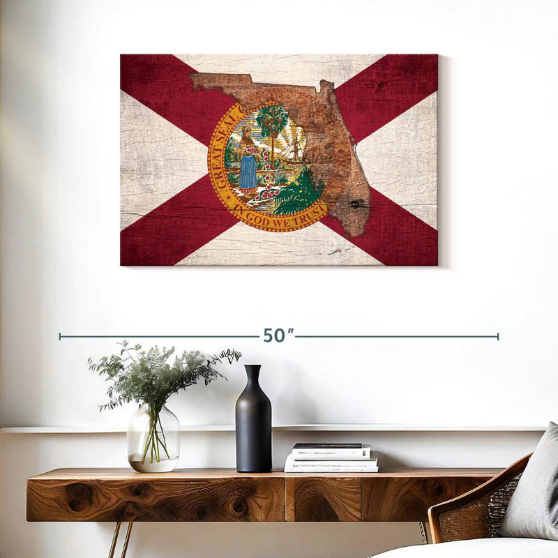 «State Map Over Florida Flag», reproduction sur toile, H 24 po x l 36 po x P 1,25 po