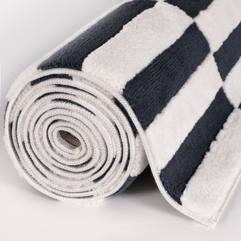 Loft Modern Striped Living Room Area Rug and Runner Soft Pile, Navy/Ivory, Rectangle 80 x 150 cm