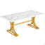 Bureau de direction moderne de 63 po, grand bureau d'ordinateur avec pieds en X élégants, poste de travail en faux marbre, mobilier de bureau pour la maison, blanc et or