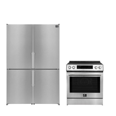 Ensemble de cuisine 2 pièces FORNO Premium - Cuisinière à induction Donatello 30 po, réfrigérateur congélateur inférieur 46,8 po Guardia