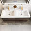 48 po Meuble-lavabo mural double avec plateau en résine blanche-104903849
