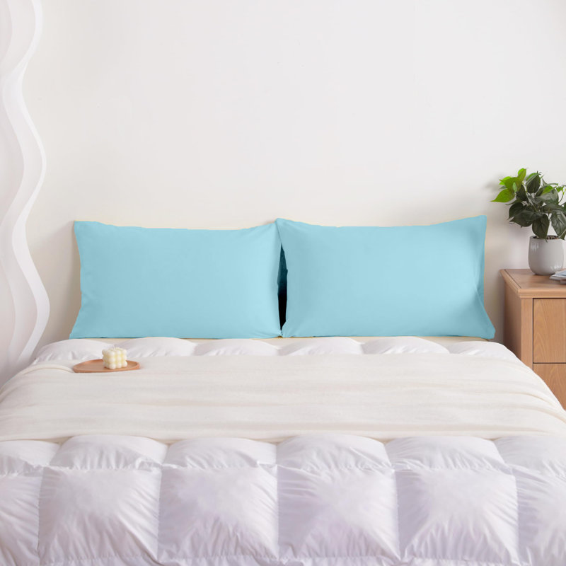 Taies d'oreiller en microfibre brossée facile d'entretien avec fermeture à enveloppe par Lotechicw Lignht, Bleu clair