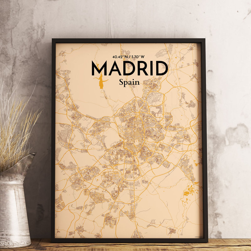 Madrid City Map - No Frame Print, 70.1cm H x 50cm W x 0.1cm D