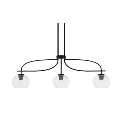 Luminaire pour îlot de cuisine 3 lumières Buhs Cavella au fini noir mat avec verre transparent de 7 po