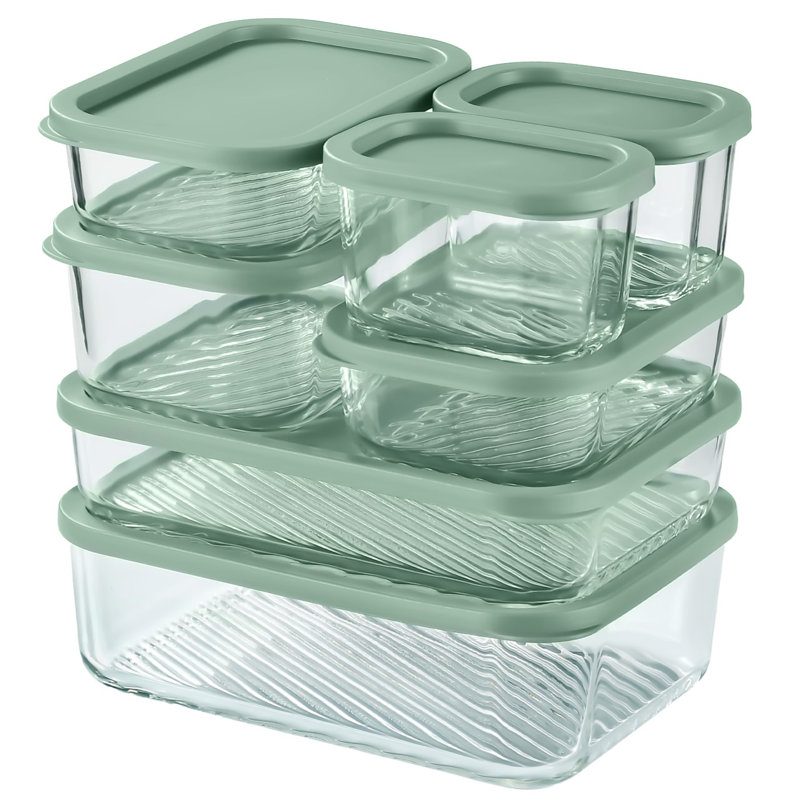 14 Piece Glass Airtight Meal Prep & Storage Containers with Lids , Sage Green