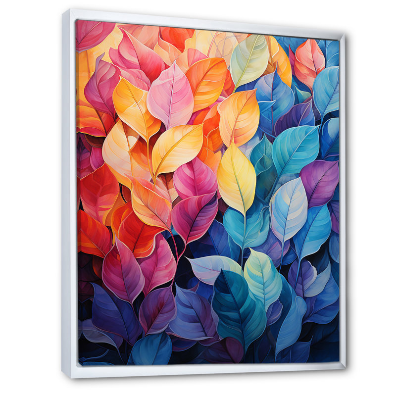 «Colorful Pastel Vibrant Foliage I», reproduction sur toile, H 32 po x l 24 po x P 1 po, Cadre flottant blanc