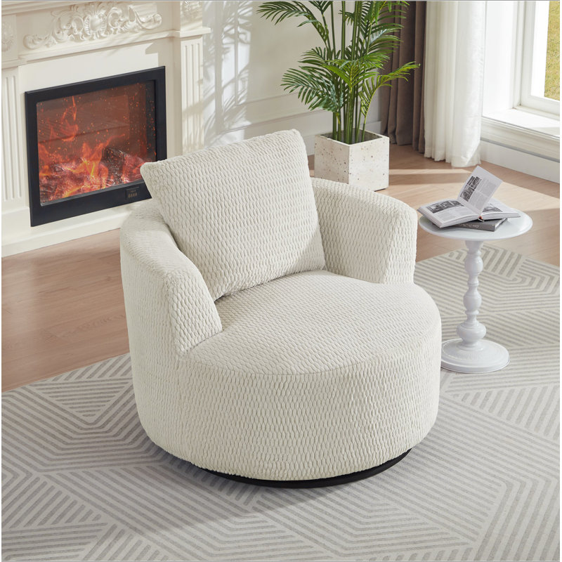 Fauteuil d'appoint pivotant à 360 ° compressible - siège moderne et confortable pour salon, bureau, appartement, Crème