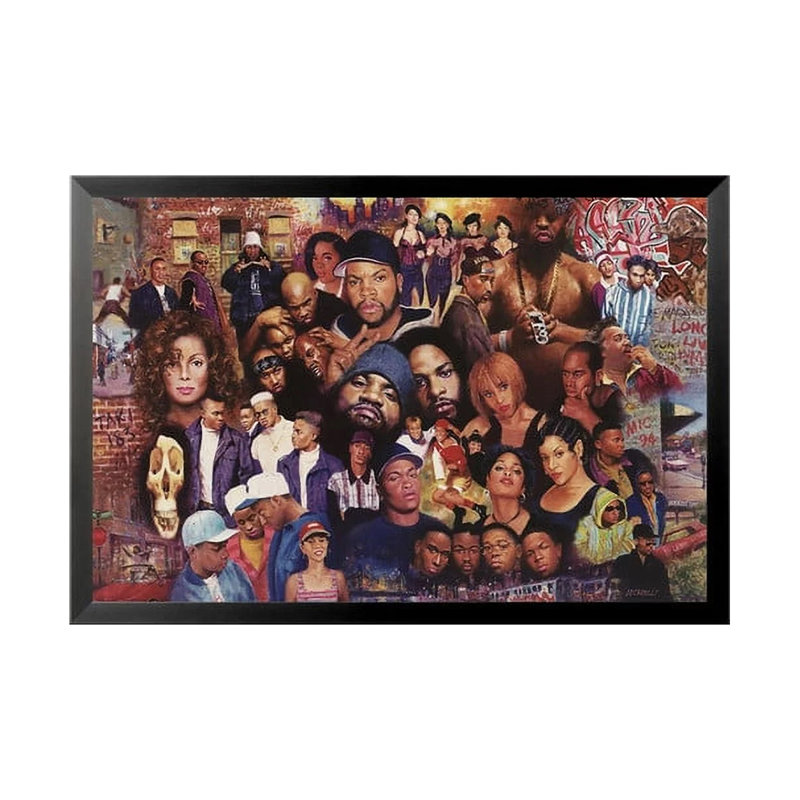 «Famous Legends of 80's Rap and Hip Hop», reproduction d'art graphique encadrée, H 16 po x l 24 po x P 1 po