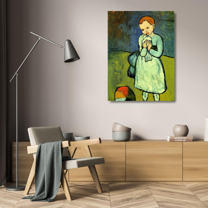 «Child with a Dove», enfant, 1990 MCG-PF1082, H 24 po x l 18 po