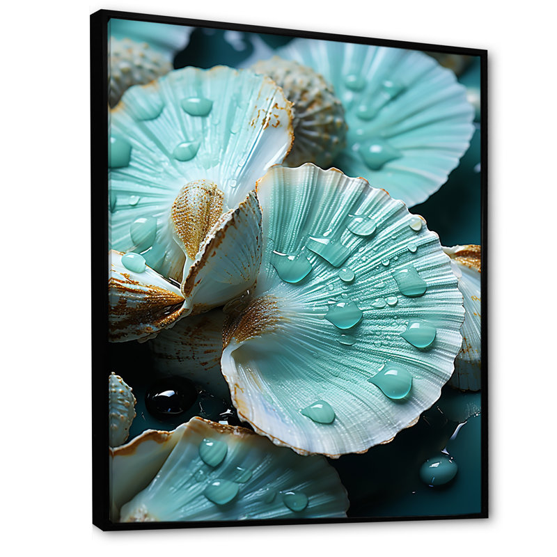 «Green  Ocean Treasures», reproduction sur toile, 32" H x 16" W, Cadre flottant noir