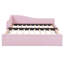 Lit de jour simple en L rembourré en forme de L avec lit gigogne escamotable, canapé-lit en lin, très grand lit, aucun sommier requis, rose-129458191