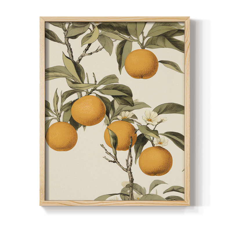 Impression florale vintage encadrée XXVI - bois massif, Naturel, H 21 po x l 17 po