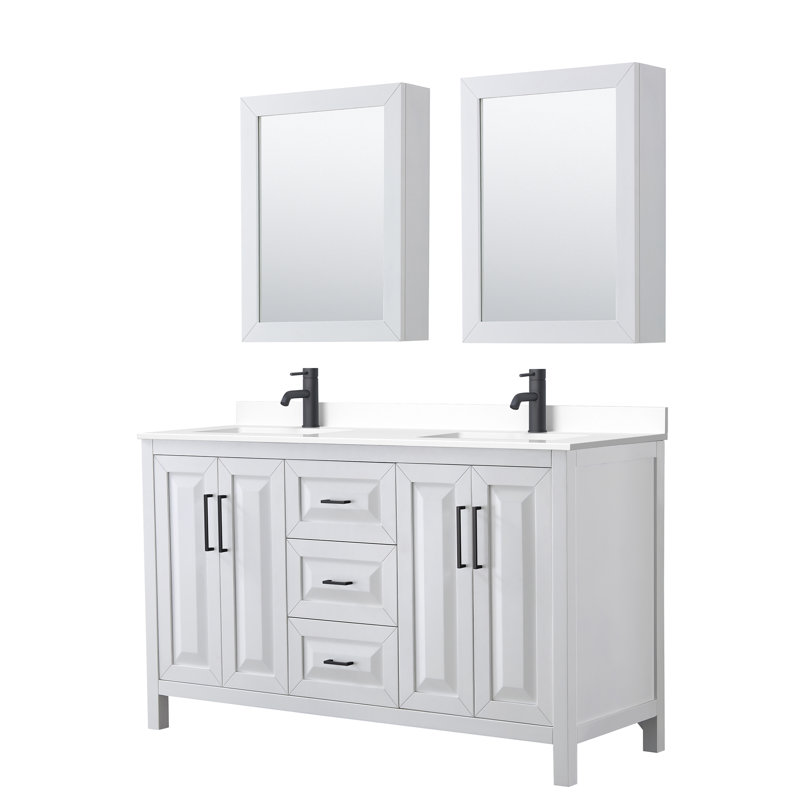 Daria 60'' W Double Vanity, White, Polished Chrome