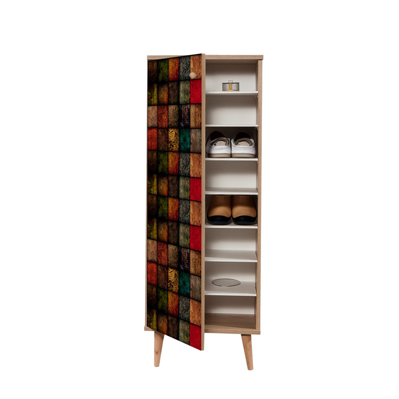 Range-chaussures avec tablettes multiples, chêne Sonoma, 19,7 po x 53,1 po x 15,0 po | Panneau de particules 100% enduit de mélamine, revêtement UV, pieds de charme, poignées en métal et en corde | Solution de rangement murale, élégante et fonctionnelle