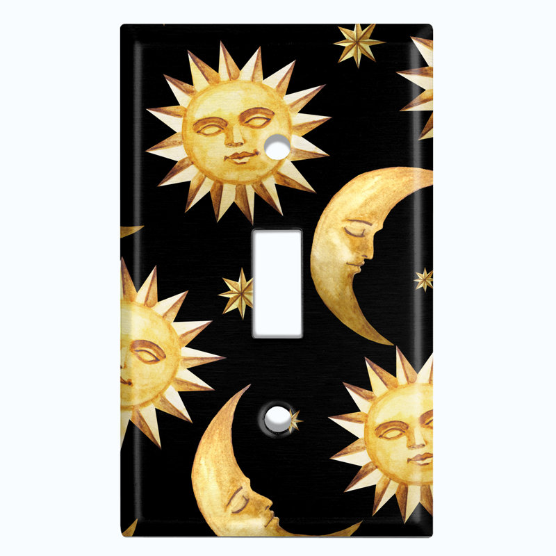 Plaque murale d'interrupteur à bascule Bright Sun Crescent Moon Star 1-Gang