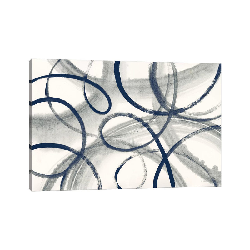 Calligraphia With Navy by Sue Schlabach - Wrapped Canvas Print, 152.5 cm H x 101.5 cm W