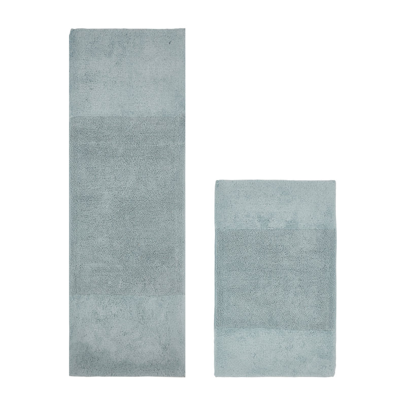 Makaylynn Premium 100% Cotton 2155 GSM 2-Piece Bath Rug Set, OEKO-TEX® Certified, Non-Slip Spray Latex Backing, Plush Tufted, Super Absorbent, Machine Washable Bathroom Rugs, Blue